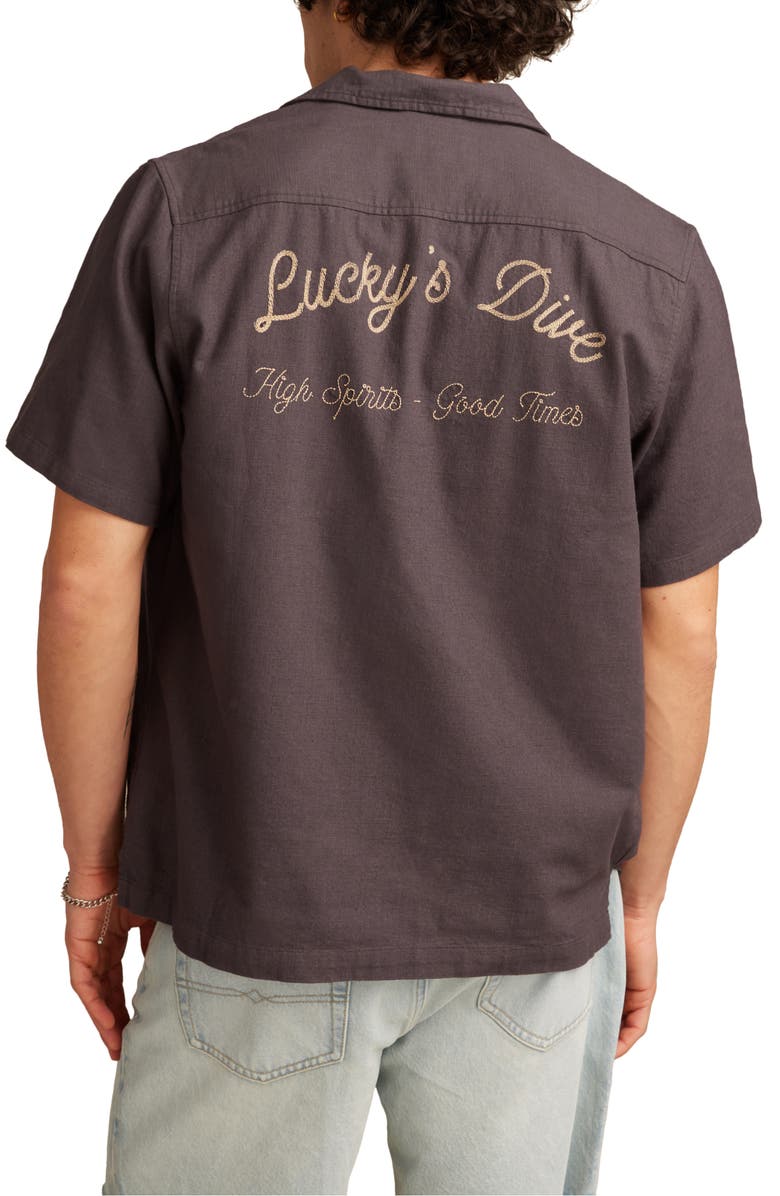 Lucky Brand Vice Embroidered Cotton Camp Shirt, Alternate, color, 