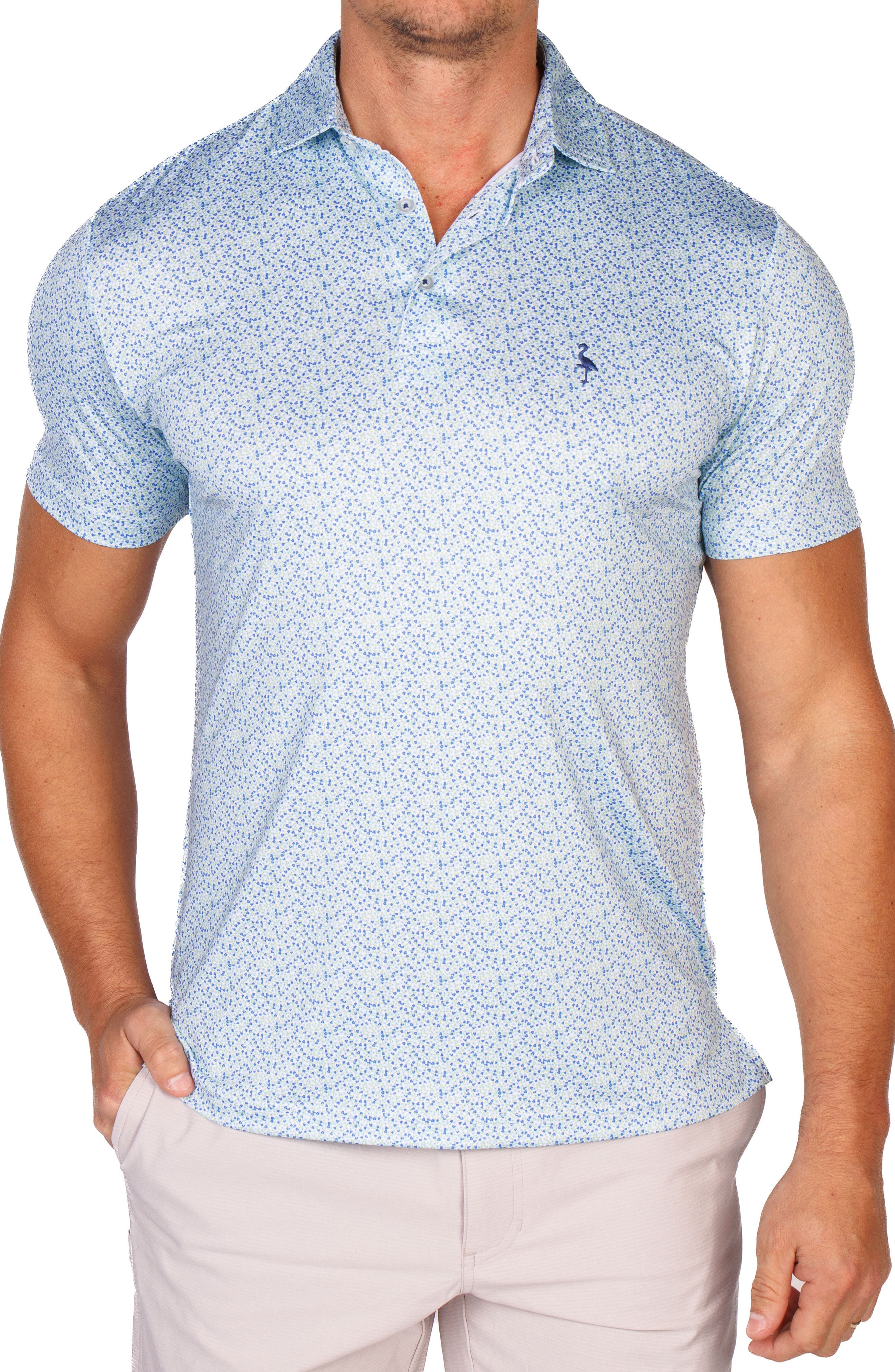 TailorByrd Ditsy Floral Performance Golf Polo