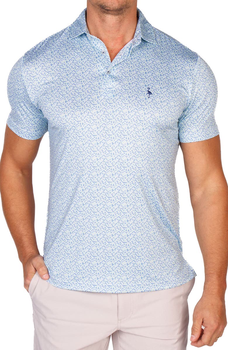 TailorByrd Ditsy Floral Performance Golf Polo, Main, color, Blue