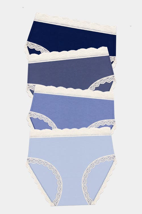Stripe & Stare High Rise Knicker Four Pack In Multi