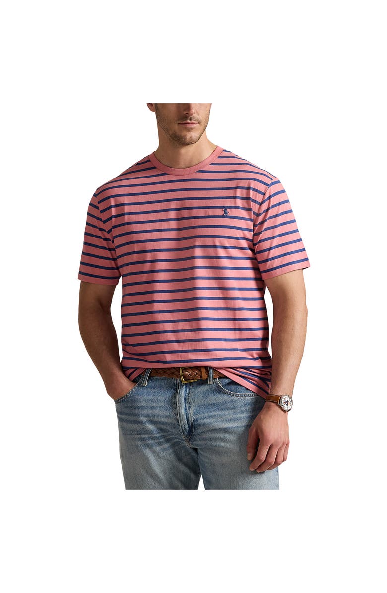 Polo Ralph Lauren Big & Tall Striped Jersey Crewneck T-Shirt, Alternate, color, Dsrt Rse And Old Ryl
