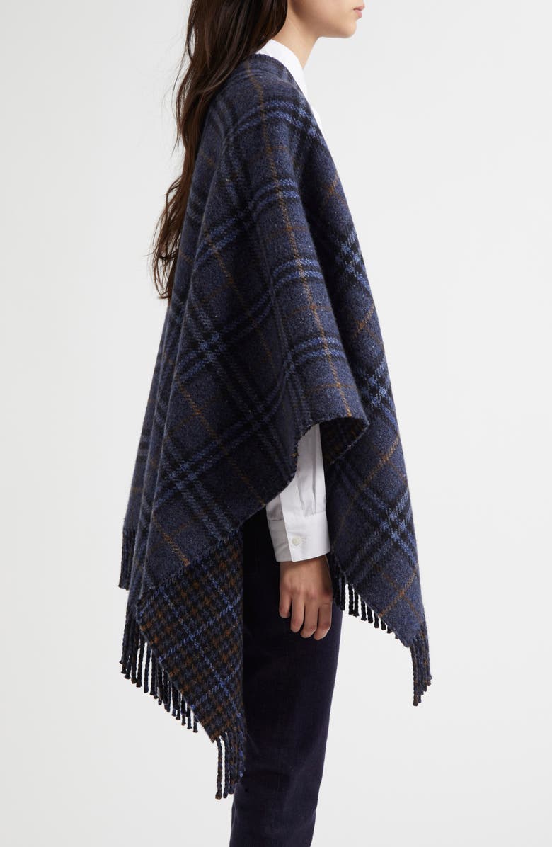 Burberry Houndstooth Check Cashmere & Wool Cape, Alternate, color,