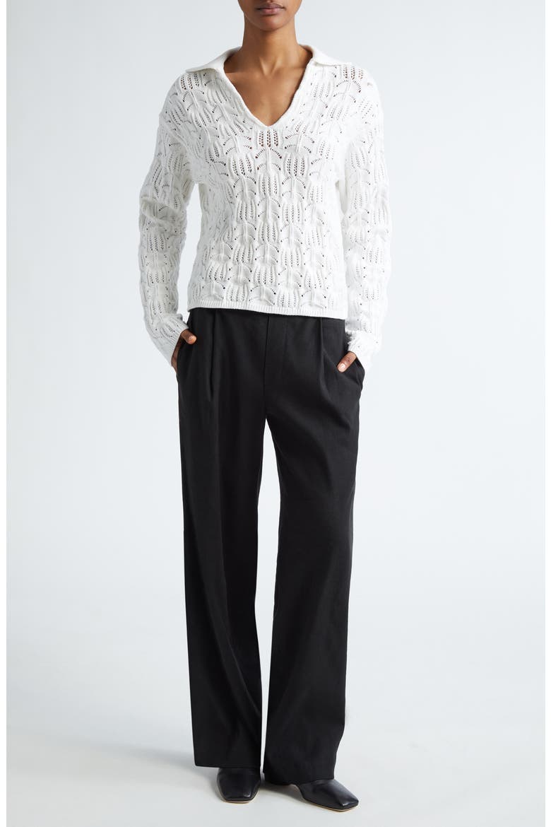 Baja Pointelle Sweater, Alternate, color, OPTIC WHITE