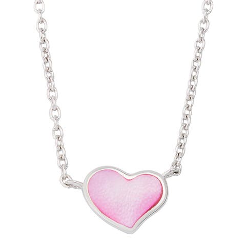 Single Heart 18" Necklace Set In Sterling Silver
