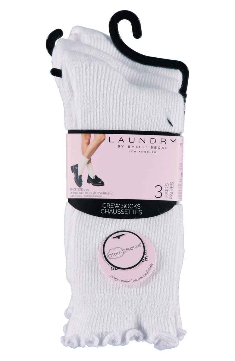 Laundry by Shelli Segal 3-Pack Lettuce Edge Cushion Crew Socks, Main, color, 