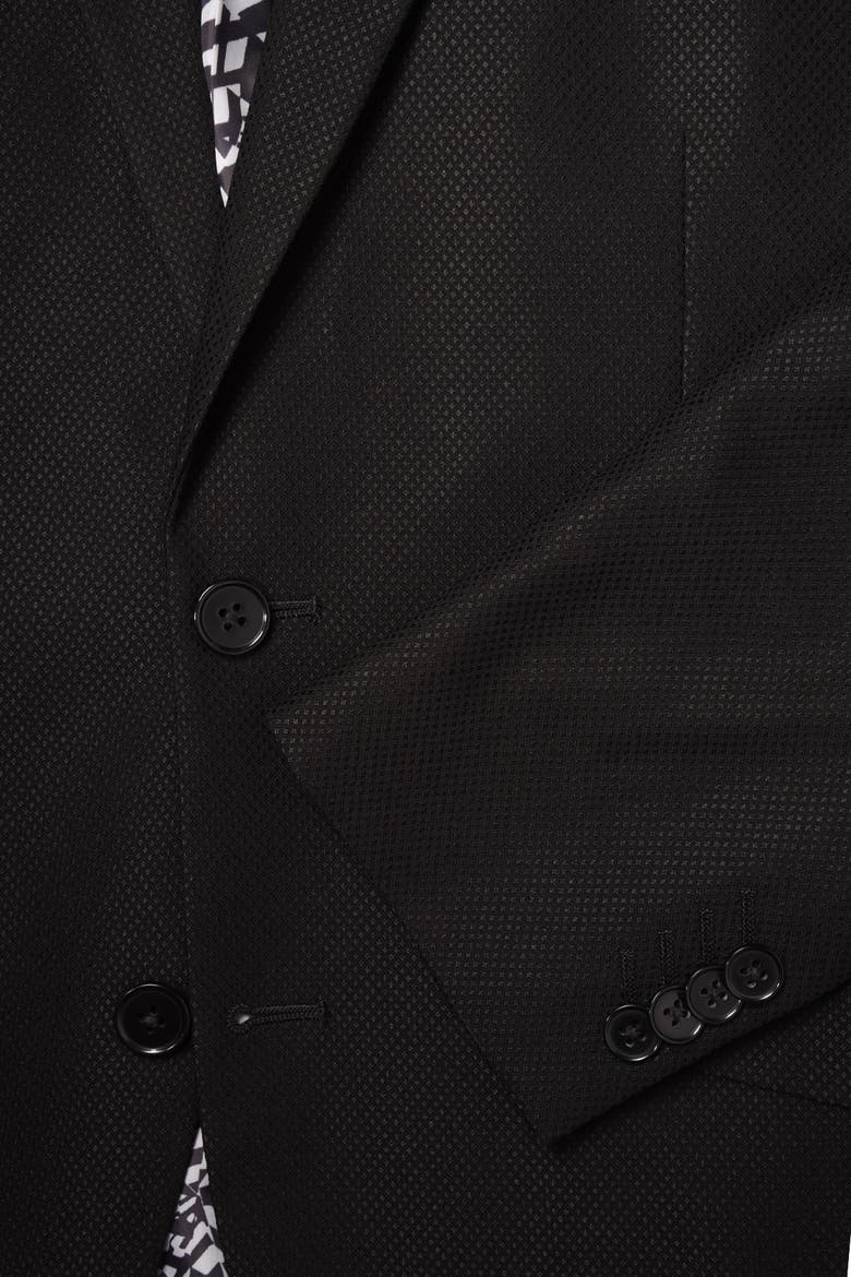 Slim Fit Peak Lapel Micro Check Blazer, Alternate, color, BLACK