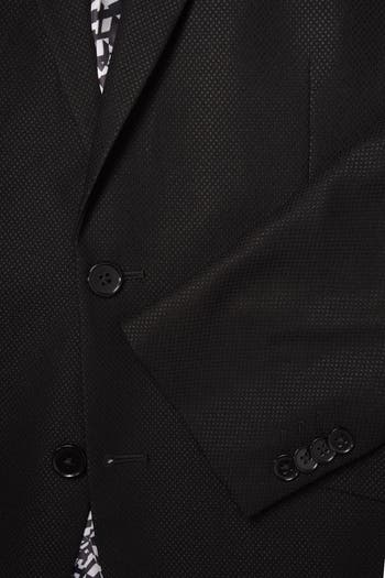 Slim Fit Peak Lapel Micro Check Blazer