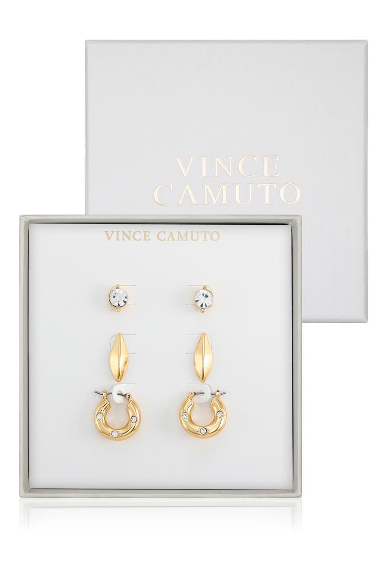 Set of 3 Earrings, Main, color, GOLD TONE