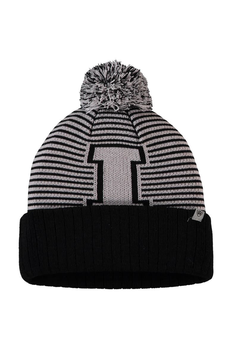 Men's Top of the World Black Iowa Hawkeyes Line Up Cuffed Knit Hat with Pom, Alternate, color, Black