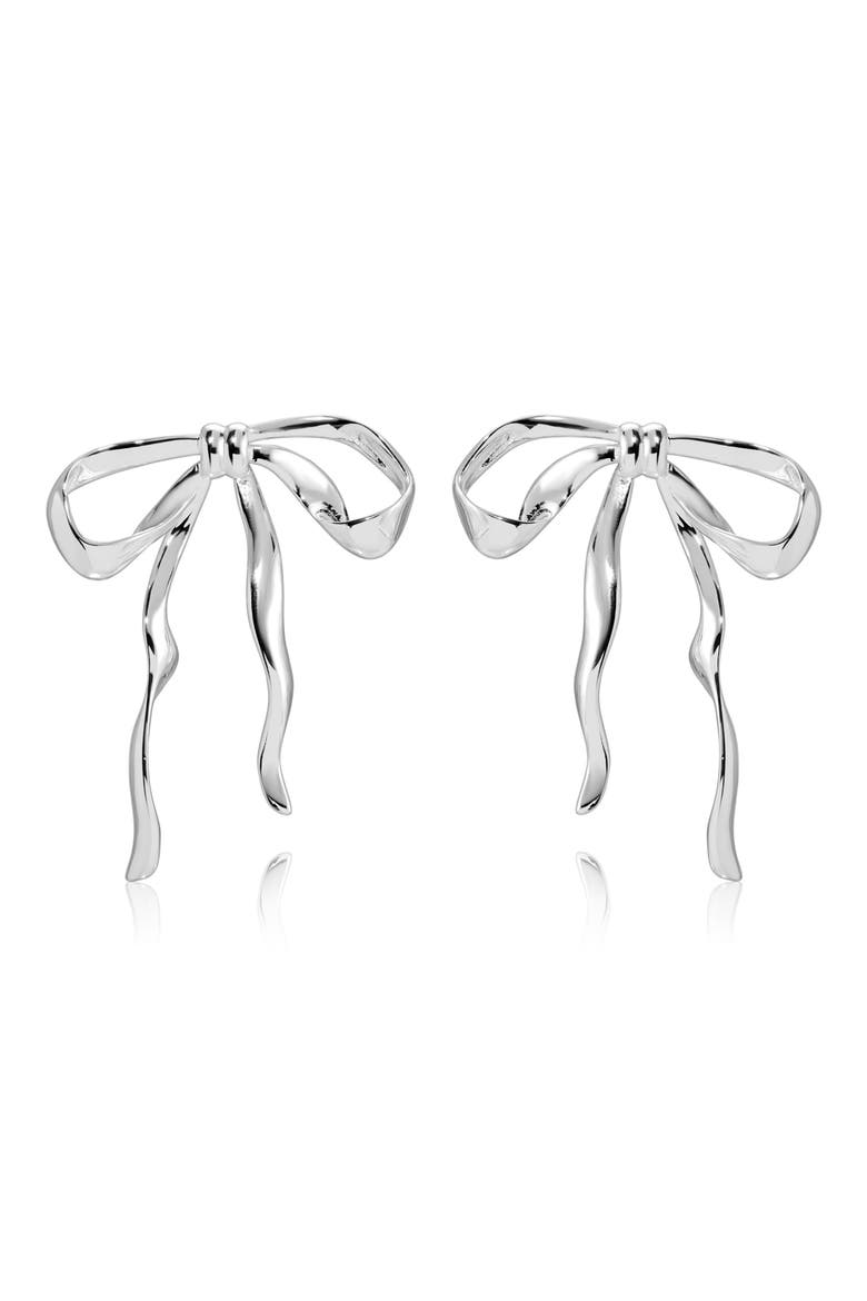 Organic Bow Earrings, Alternate, color, SILVER