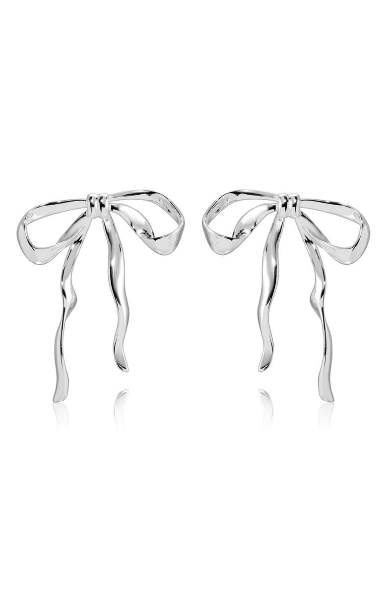 Ettika Organic Bow Earrings, Alternate, color, Silver