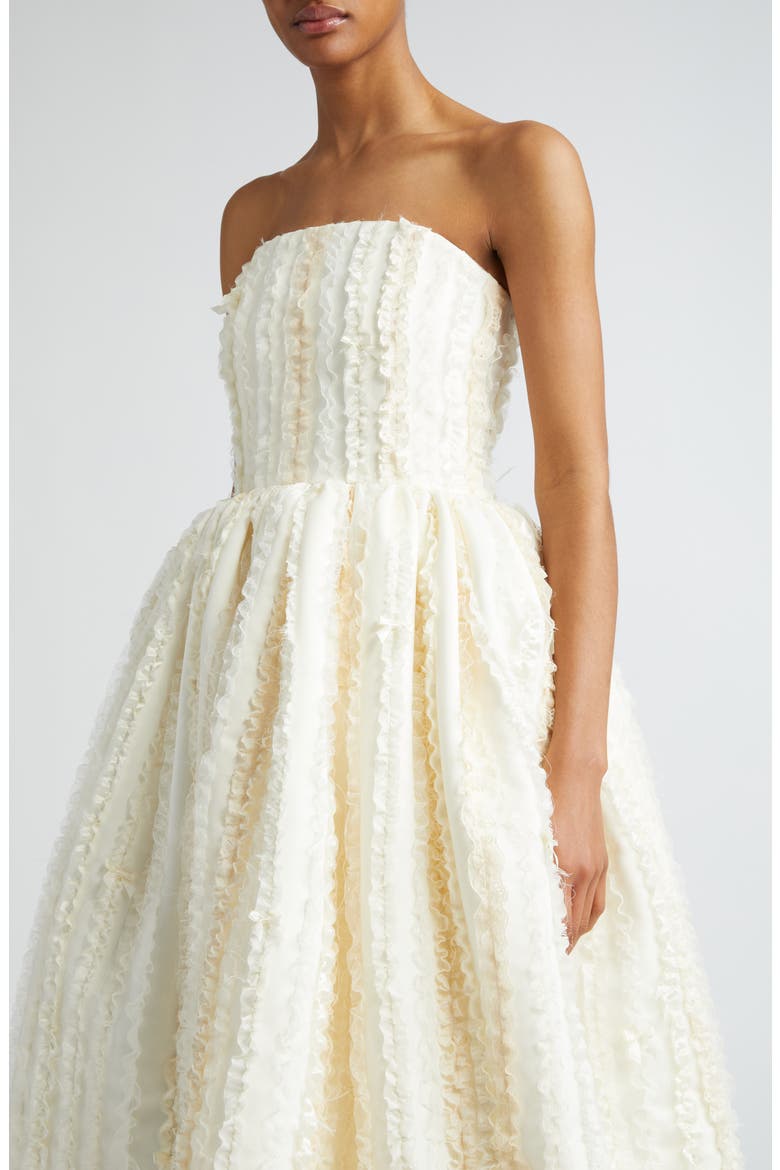Gender Inclusive Lucille Raw Ruffle Strapless Gown, Alternate, color, IVORY/ ANTIQUE WHITE RUFFLE