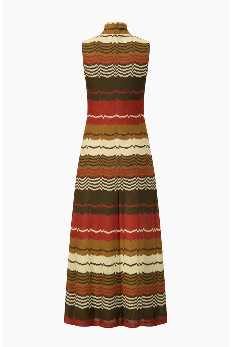 Colorblock Zigzag Knit Mock-Neck Sleeveless Maxi Dress, Alternate, color, Bone