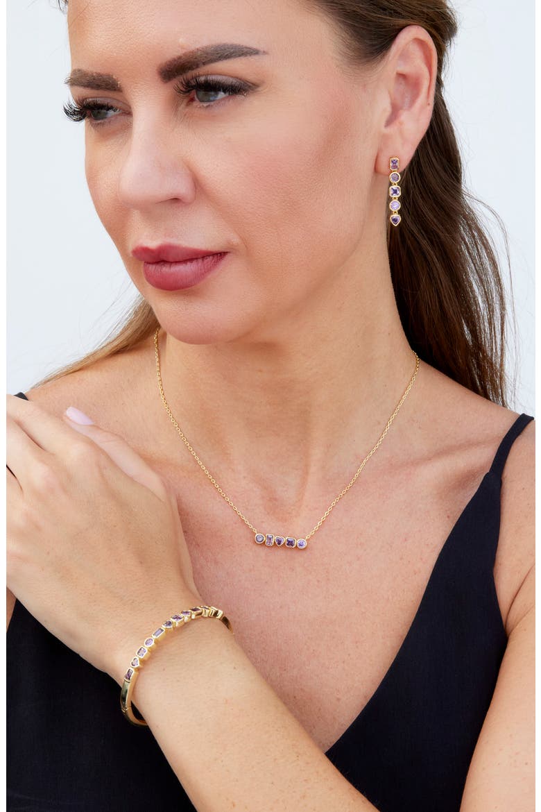 Bezel Set Multi Shape Necklace, Alternate, color, YELLOW GOLD
