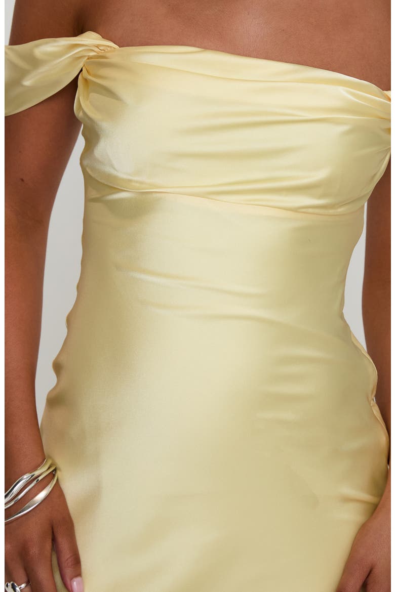 Azura Off the Shoulder Satin Gown, Alternate, color, YELLOW