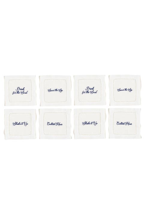Prusa 4Pcs Embroidered 100% Polyester Cocktail Napkin 8 Pcs Set