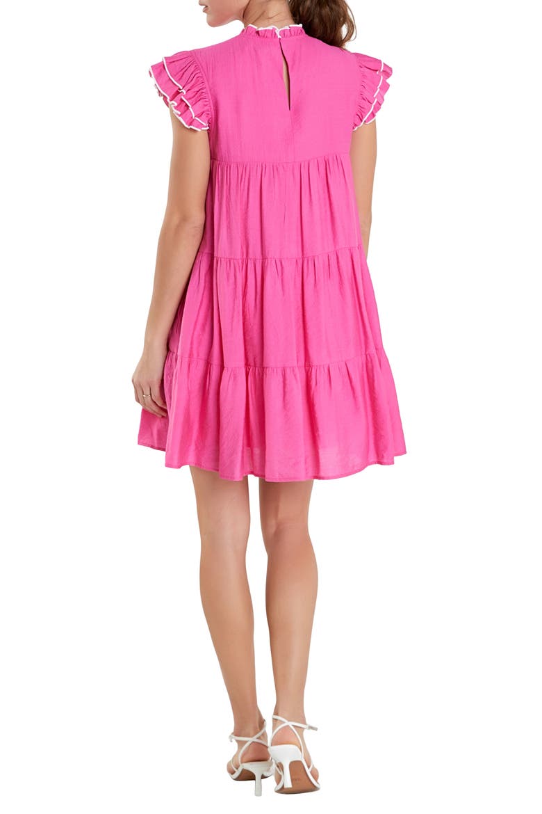 Contrast Merrow Stitch Babydoll Dress, Alternate, color, PINK