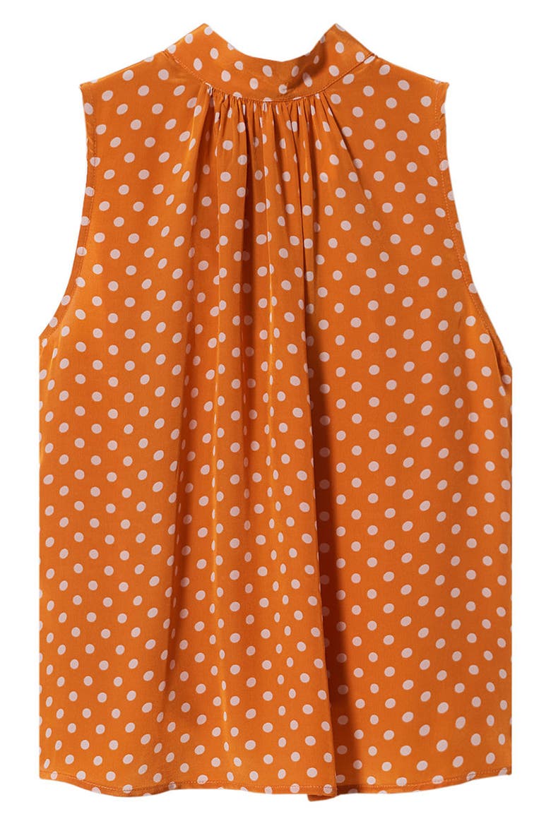Polka Dot Satin Sleeveless Blouse, Alternate, color, BROWN