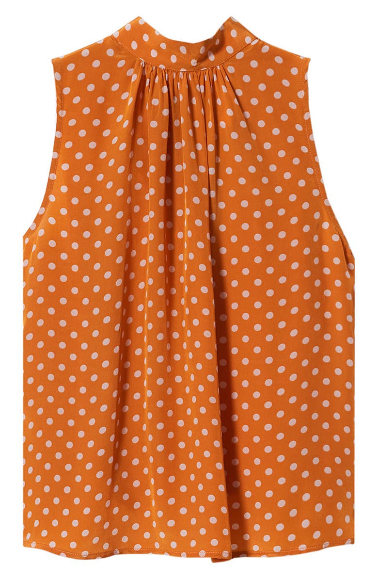 MANGO Polka Dot Satin Sleeveless Blouse, Alternate, color, Brown