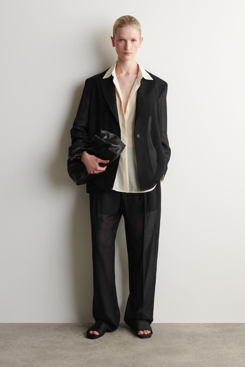 Fluid Wool-voile Shirt, Alternate, color, CREAM