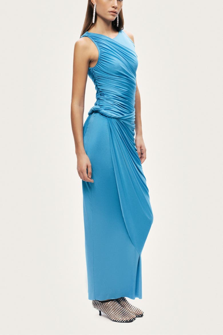 Draped Sleeveless Maxi Dress, Alternate, color, Turquoise