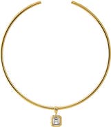 BY ADINA EDEN Colored CZ Emerald Bezel/ Solid Tube Open Collar Pendant Necklace