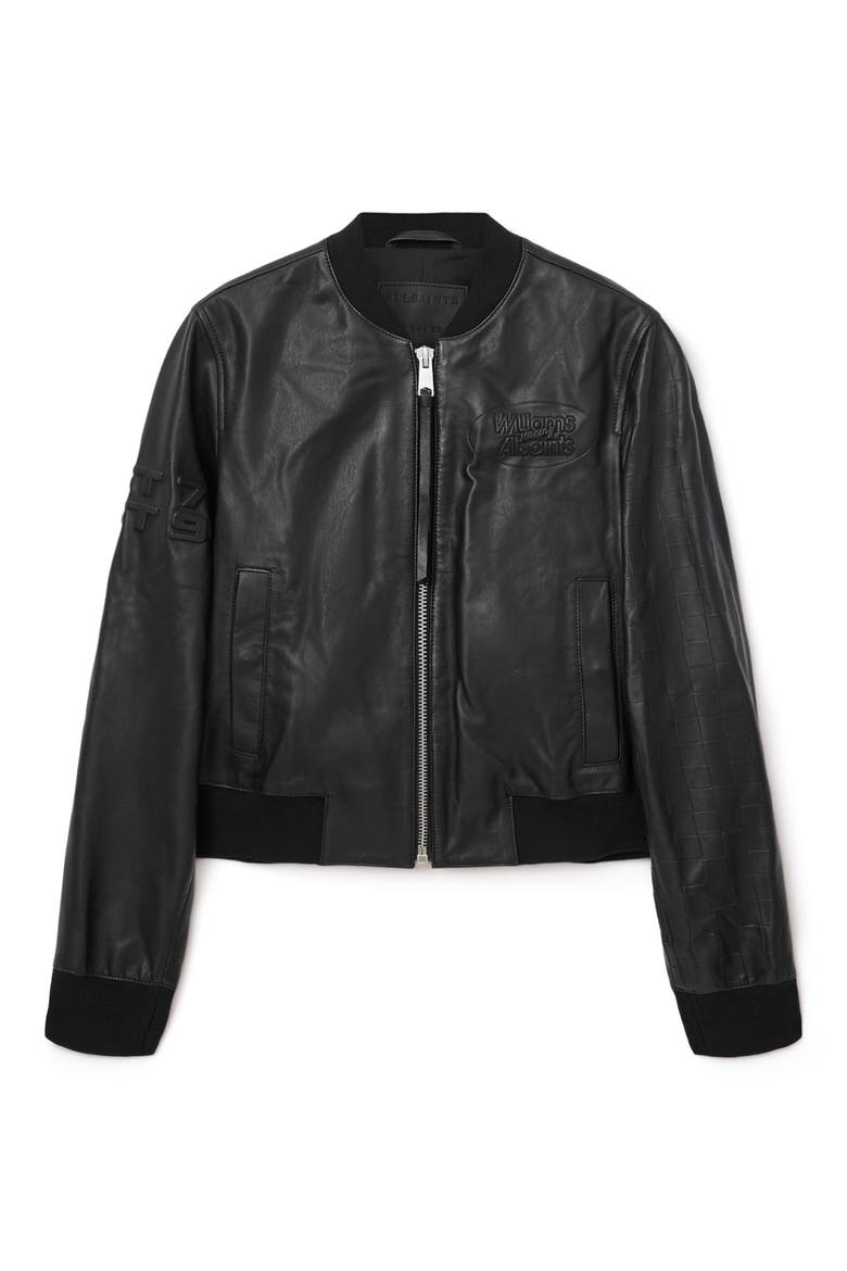 x Williams F1 Racing Orten Leather Bomber Jacket, Alternate, color, BLACK