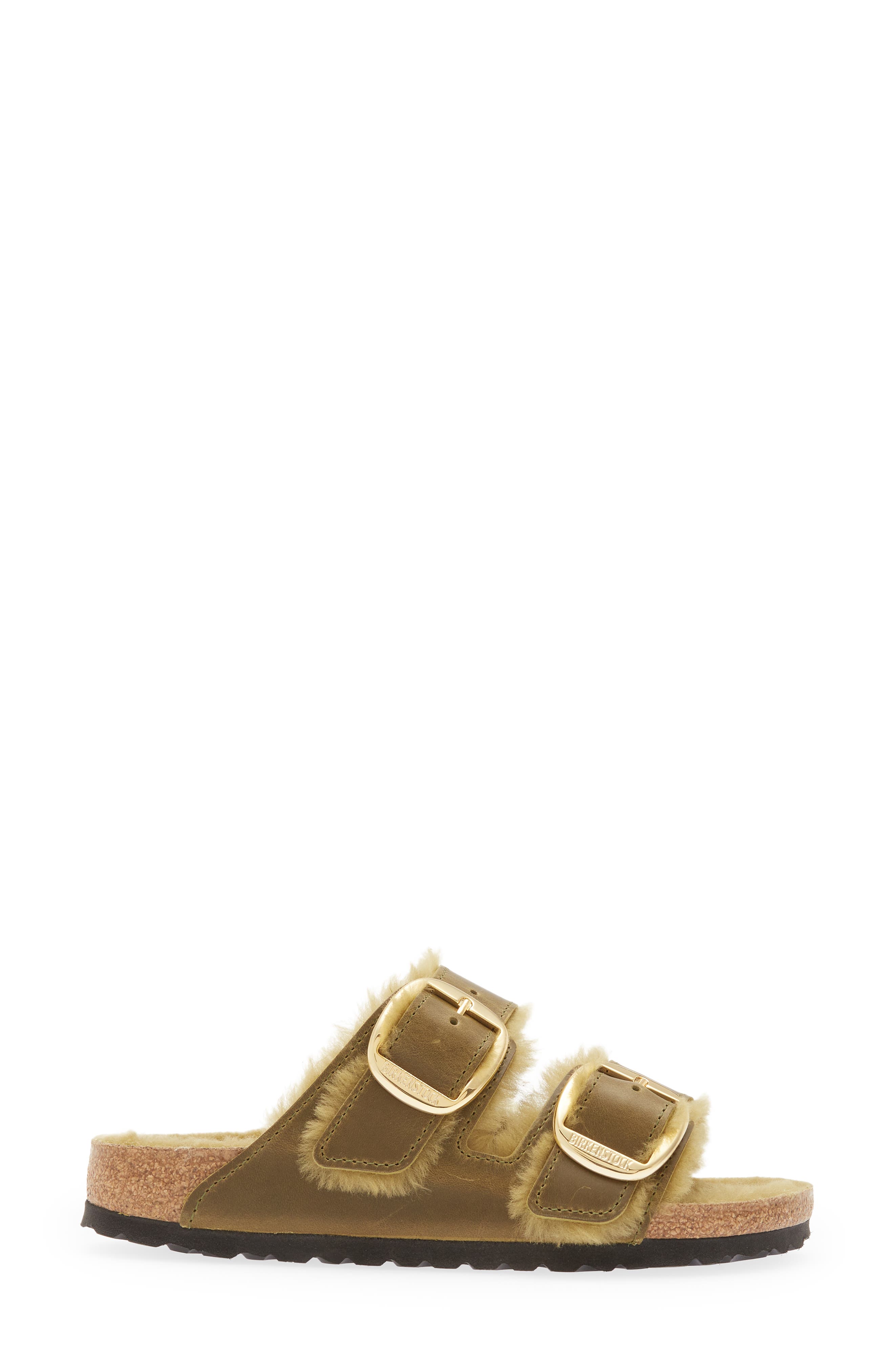 Arizona Big Buckle Genuine Shearling Lined Sandal, Alternate, color, GREEN OLIVE/ GREEN OLIVE