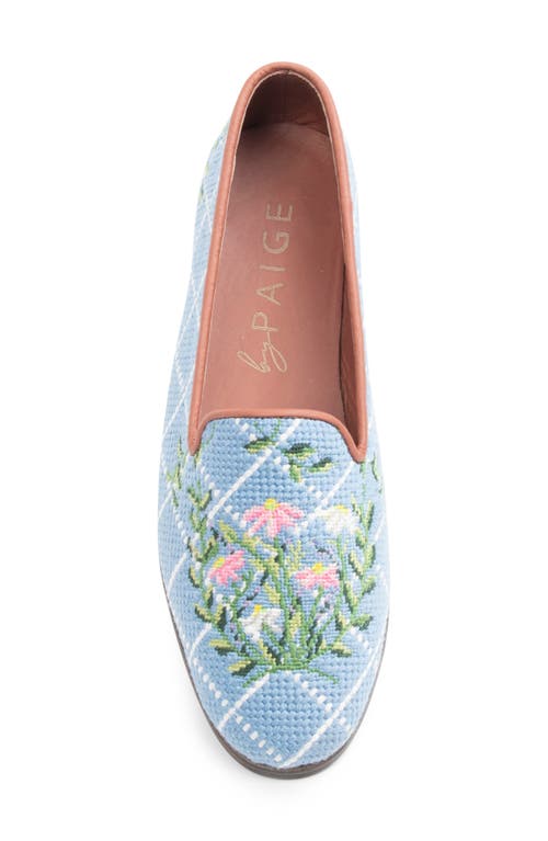 Bypaige Needlepoint Loafer In Blue/white Diamond