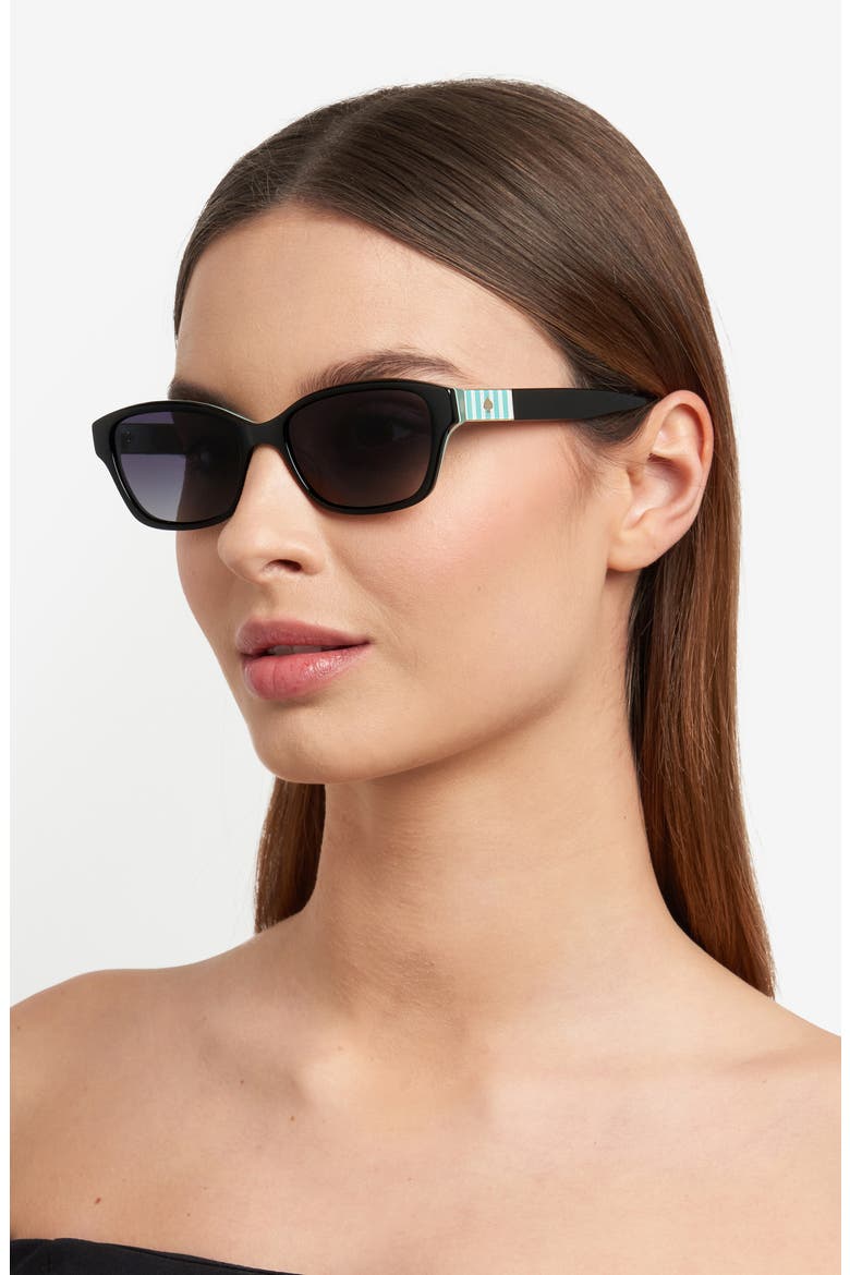 ayla 53mm gradient rectangular sunglasses, Alternate, color, BLACKGREEN/ DARK GREY SF