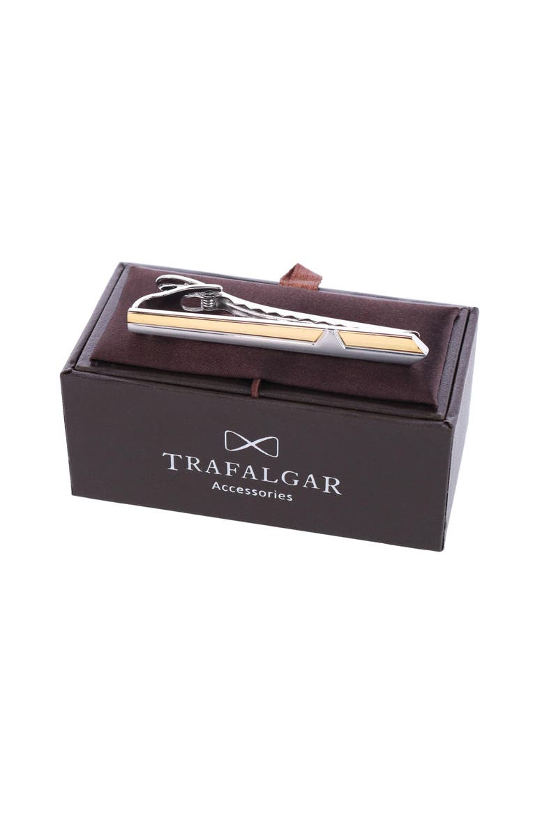 Trafalgar Brushed Rhodium and Shiny Gold Tie Bar, Alternate, color, Brushed Rhodium And Gold