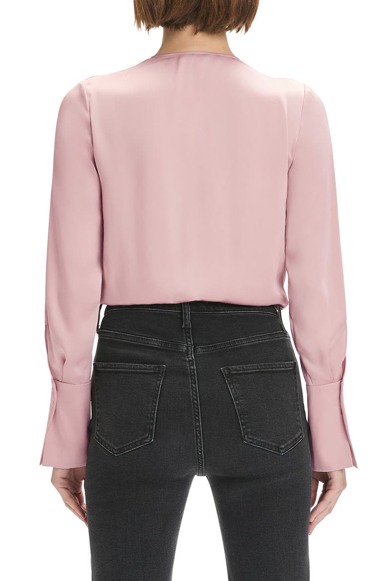 Surplice Long Sleeve Satin Bodysuit, Alternate, color, WHIMSICAL ROSE
