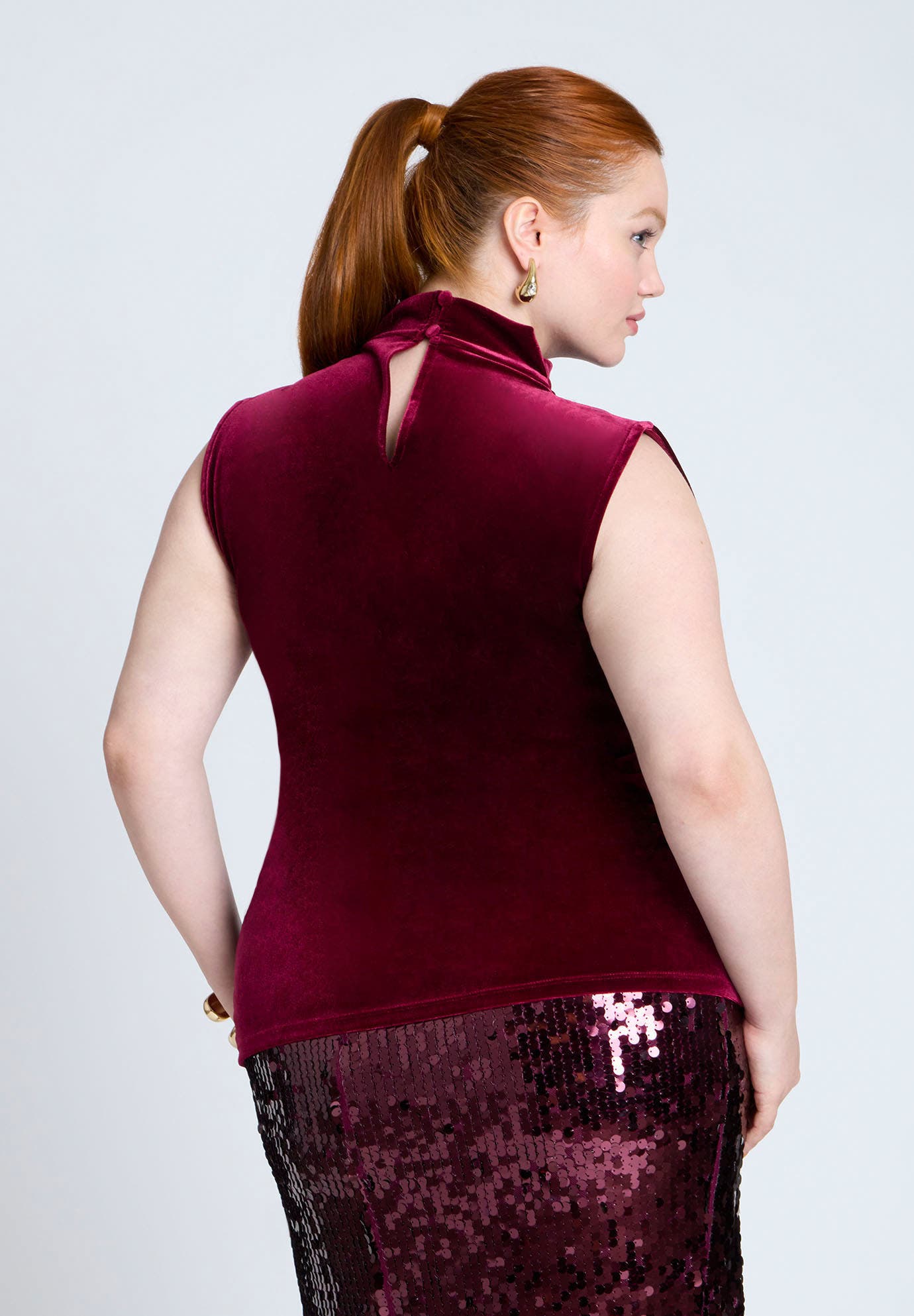 Funnel Neck Velvet Shell - image 2