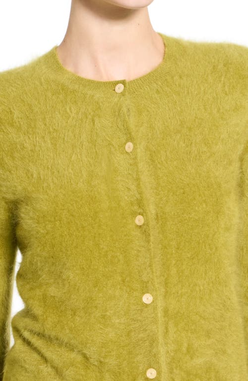 Theory Brushed Cardigan In Airy Cashmere In Green