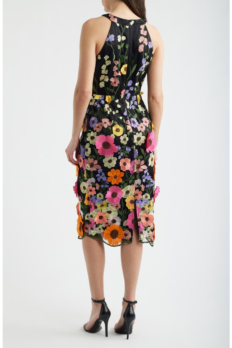3D Floral Embellished Cocktail Dress, Alternate, color, BLACK MULTI