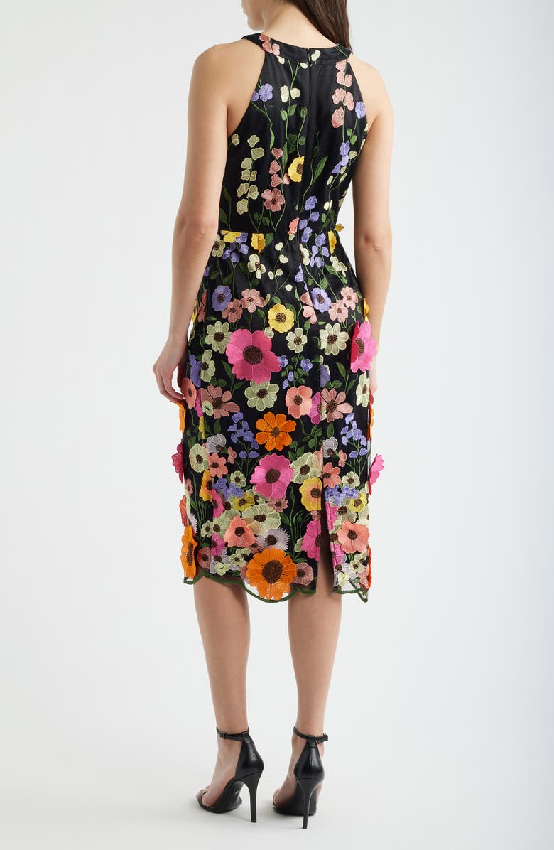 Eliza J 3D Floral Embellished Cocktail Dress, Alternate, color, Blck Multi