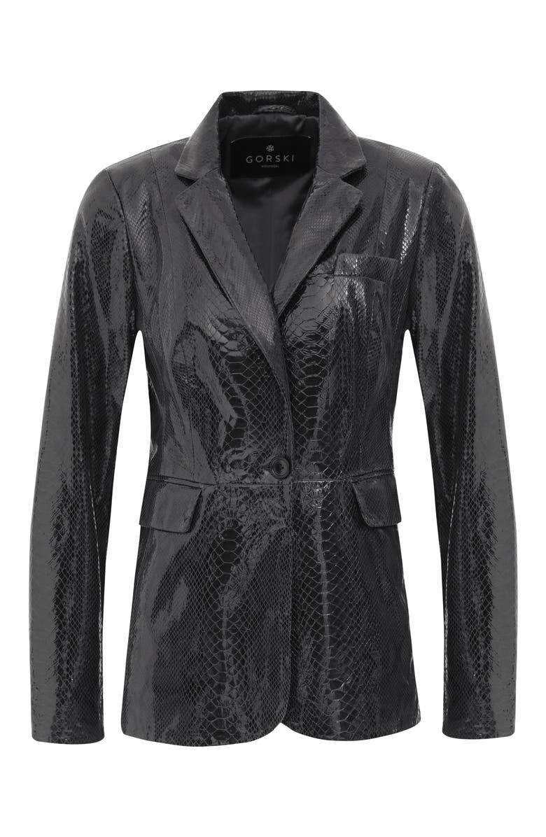 GORSKI Genuine Metis Suede Pythn Printed Single Breasted Blazer, Alternate, color, Anthracite