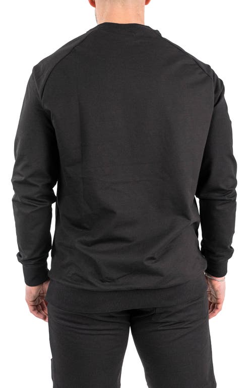 Maceoo Pure Black Cotton Blend Crewneck Sweater In Black