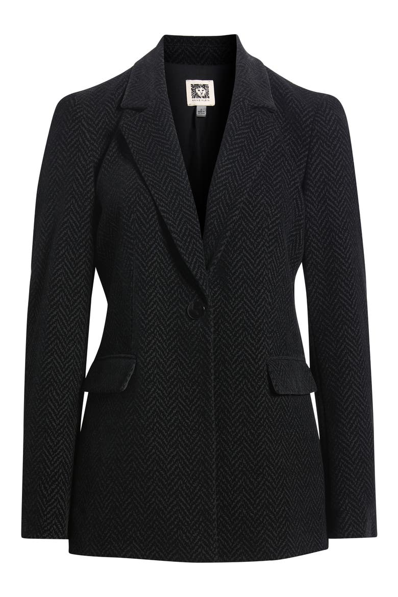 Herringbone Print Blazer, Alternate, color, ANNE BLACK