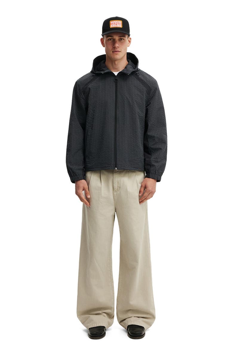 Cotton On Men's Hooded Spray Jacket, Alternate, color, Slate Check