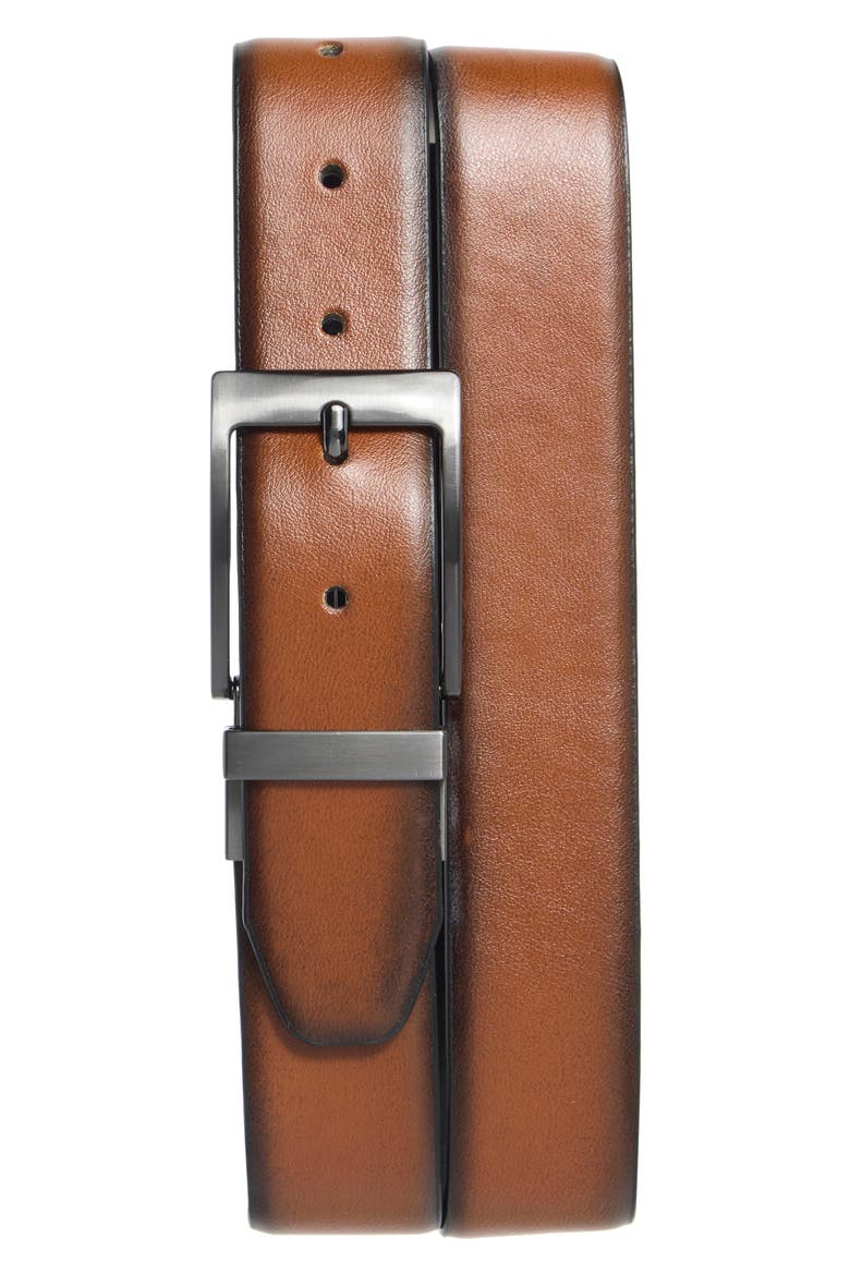 35mm Burnished Reversible Dress Belt, Main, color, COGNAC/ BLACK