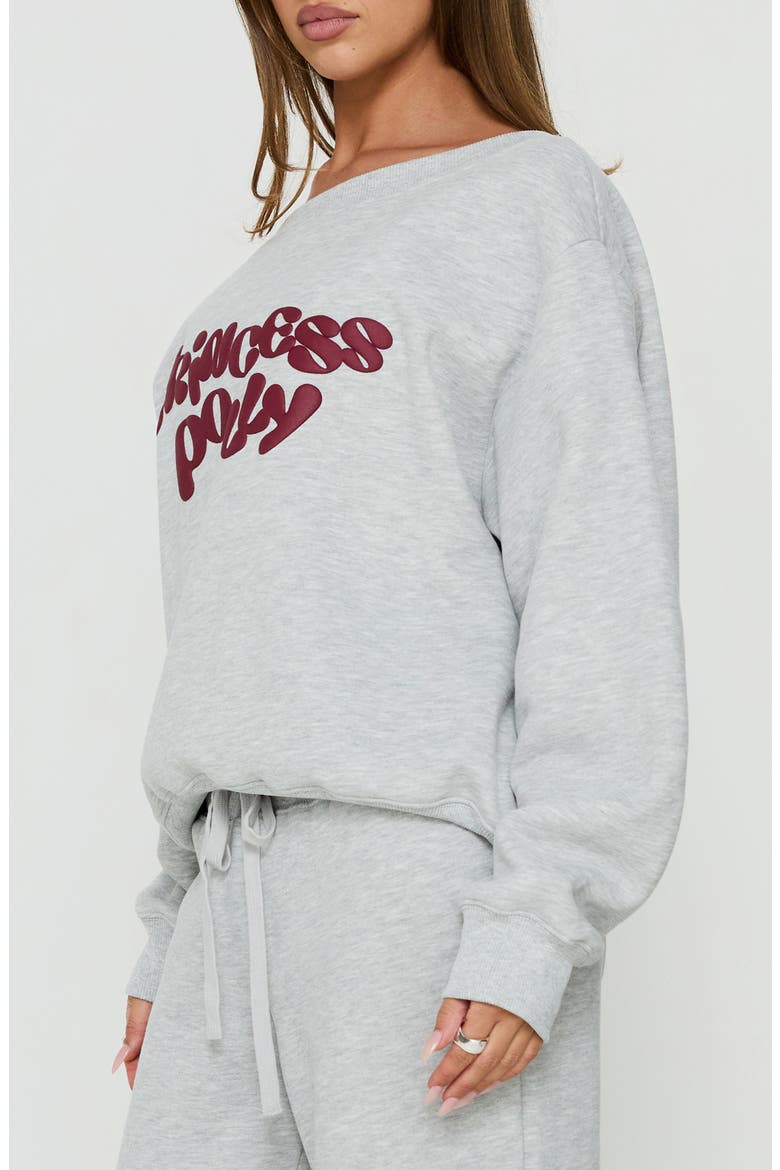 Aaleah Off Shoulder Graphic Sweatshirt, Alternate, color, GREY