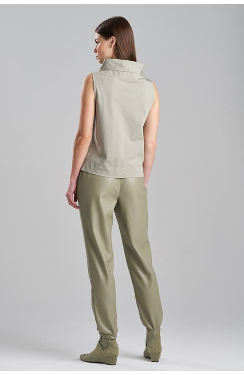 Natori Sleeveless Funnel-neck Taffeta Top In Pastel Green