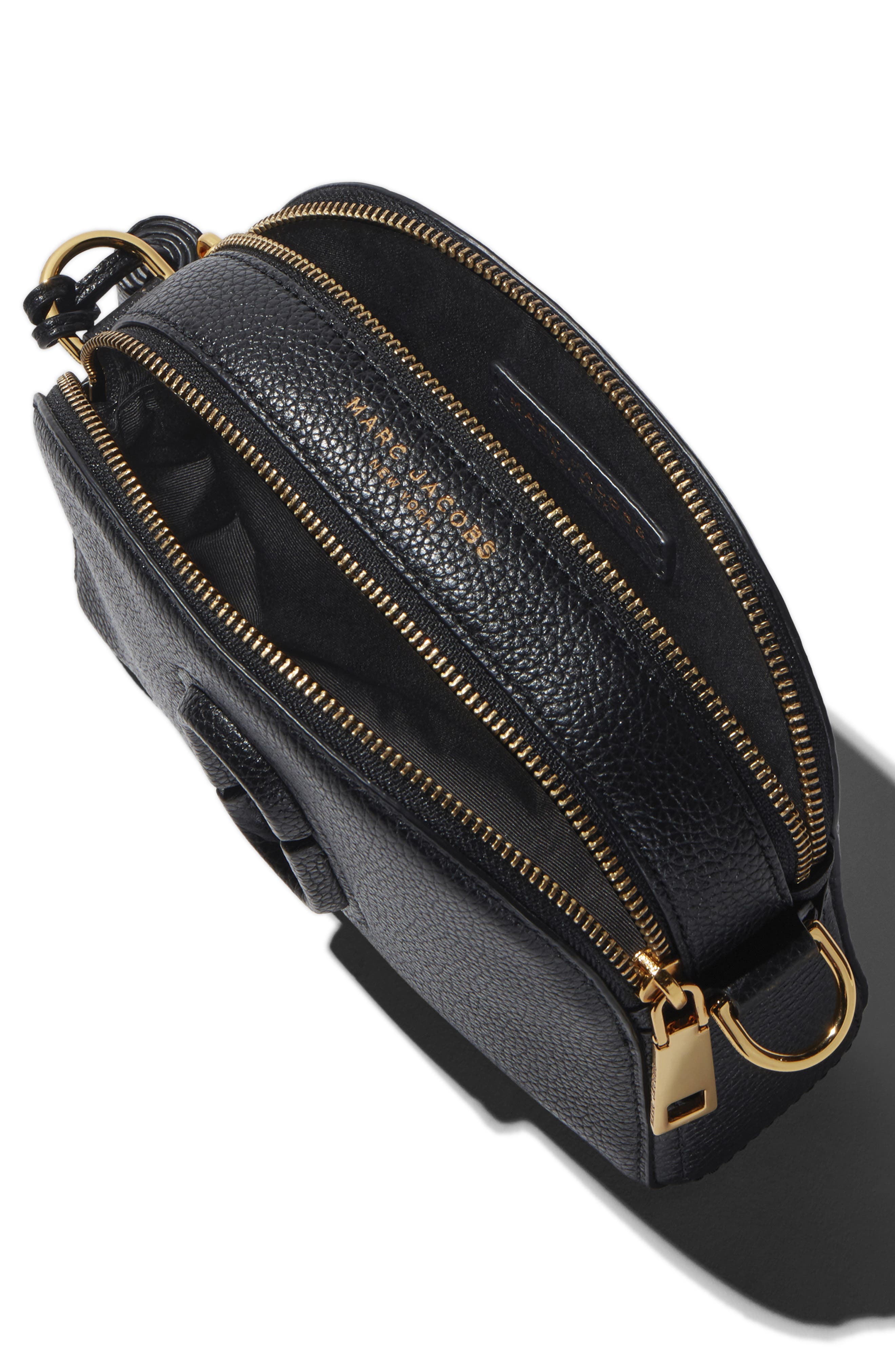 The Shutter Leather Crossbody Bag, Alternate, color, BLACK