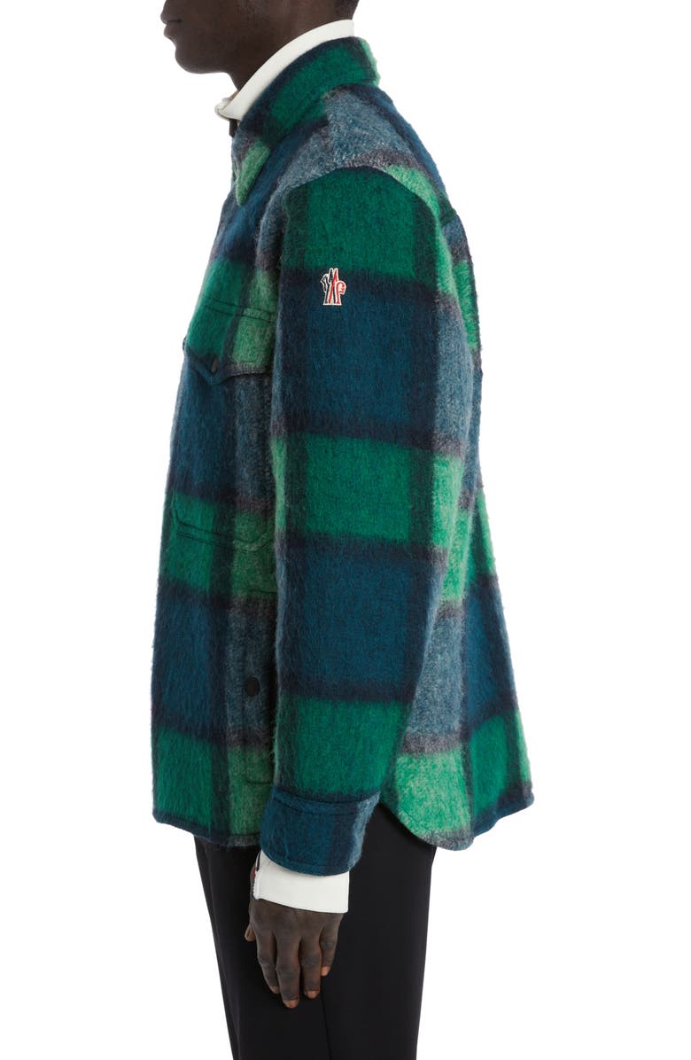 Moncler Grenoble Waier Plaid Snap-Up Shirt Jacket, Alternate, color,