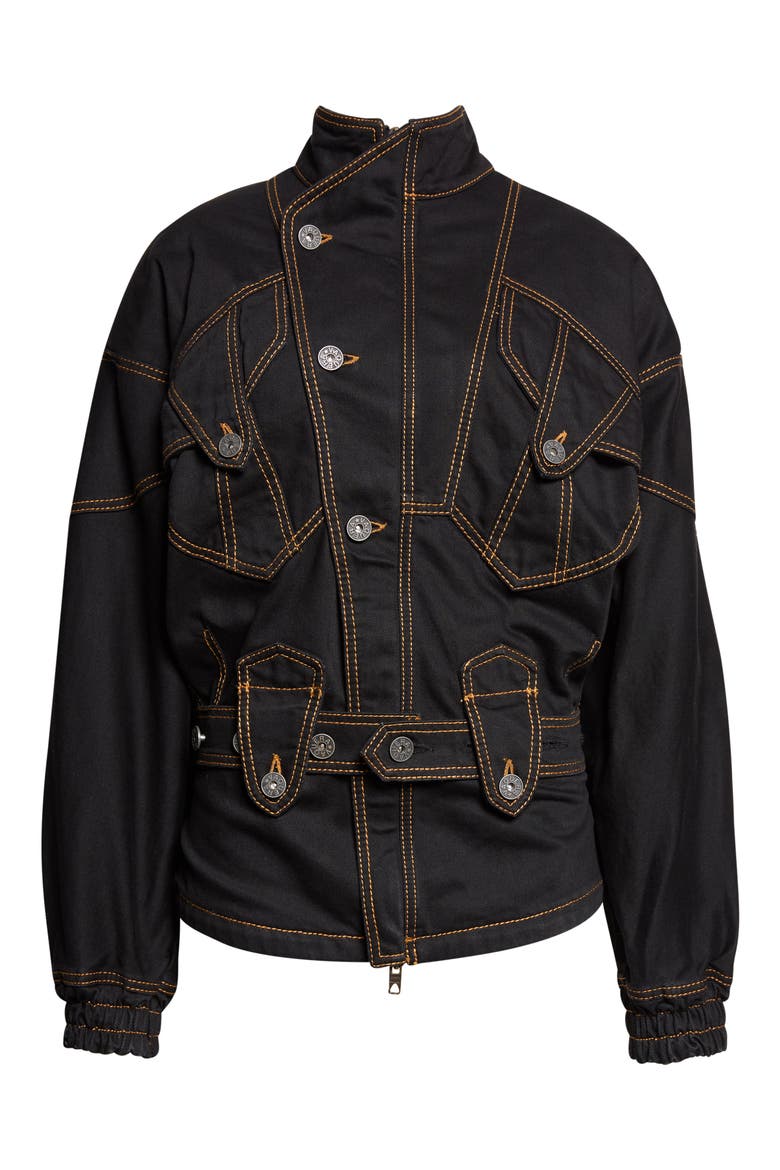 Asymmetric Denim Jacket, Main, color, BLACK