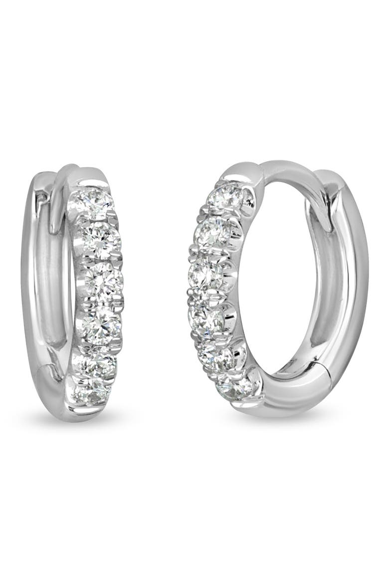 Audrey Diamond Huggie Hoop Earrings, Main, color, WHITE