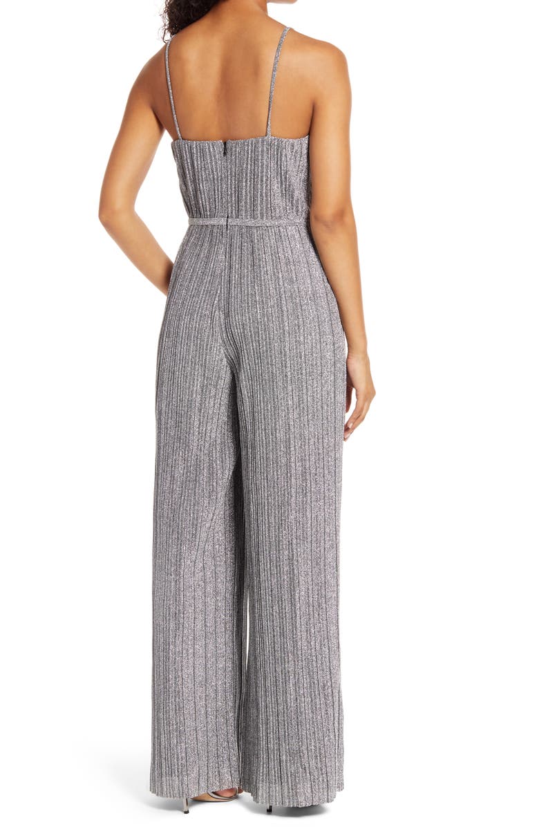 Vince Camuto Micro Pleated Metallic Jumpsuit, Alternate, color,