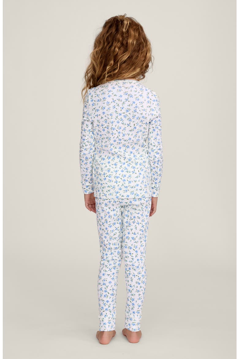 Blue Floral Pointelle Fitted Two-Piece Pajama Set, Alternate, color, BLUE