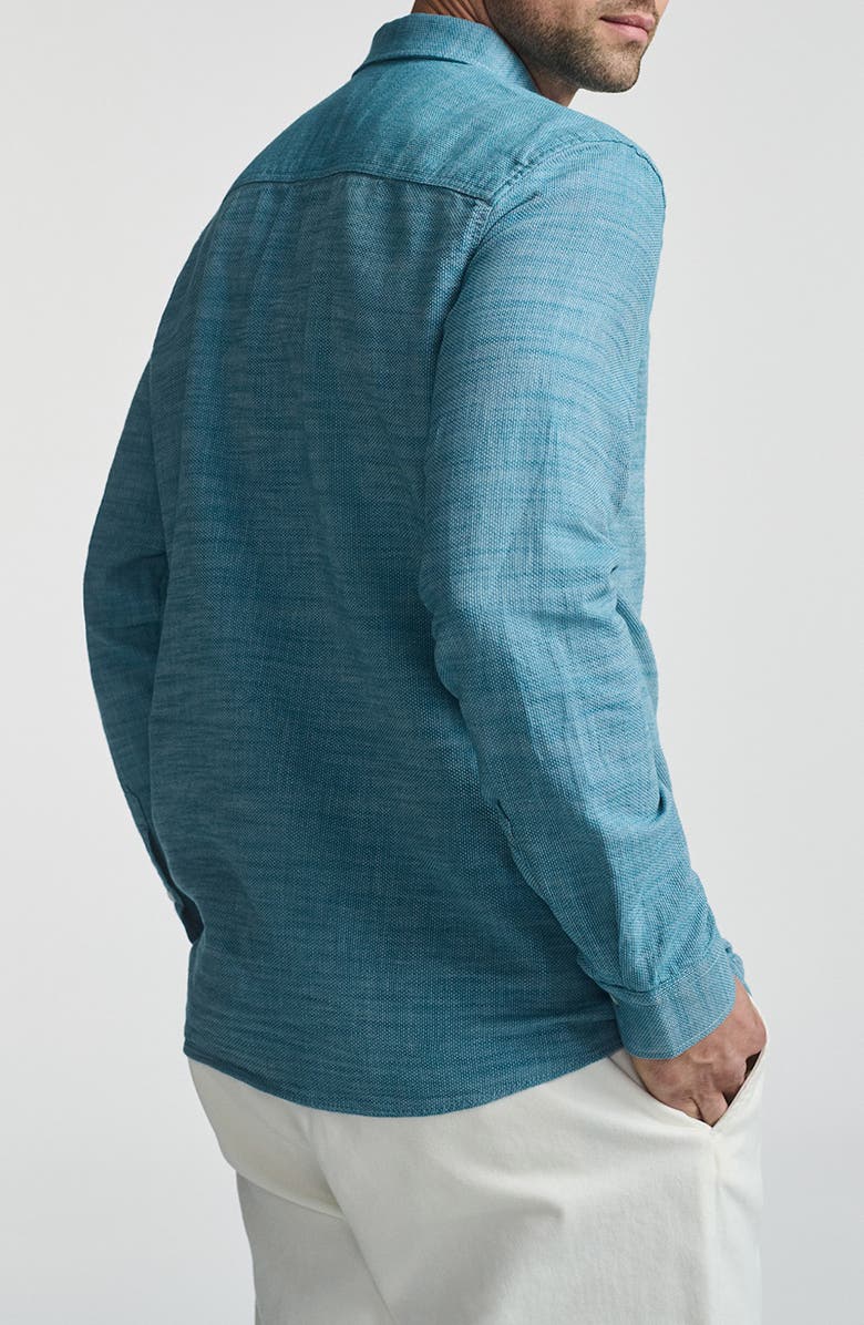 Mavi Jeans Texture Cotton Button-Up Shirt, Alternate, color, Storm Blue